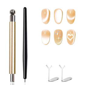 uadbau 4-Piece Cat Eye Magnet Set with gold and heart-shaped magnets