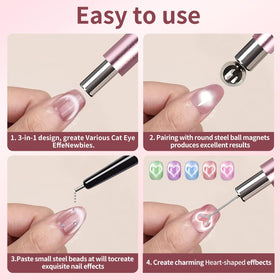 uadbau Cat Eye Magnet Set demonstrating nail art application