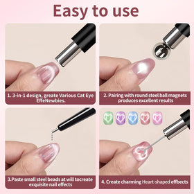 uadbau Cat Eye Magnet Set showing different nail art designs