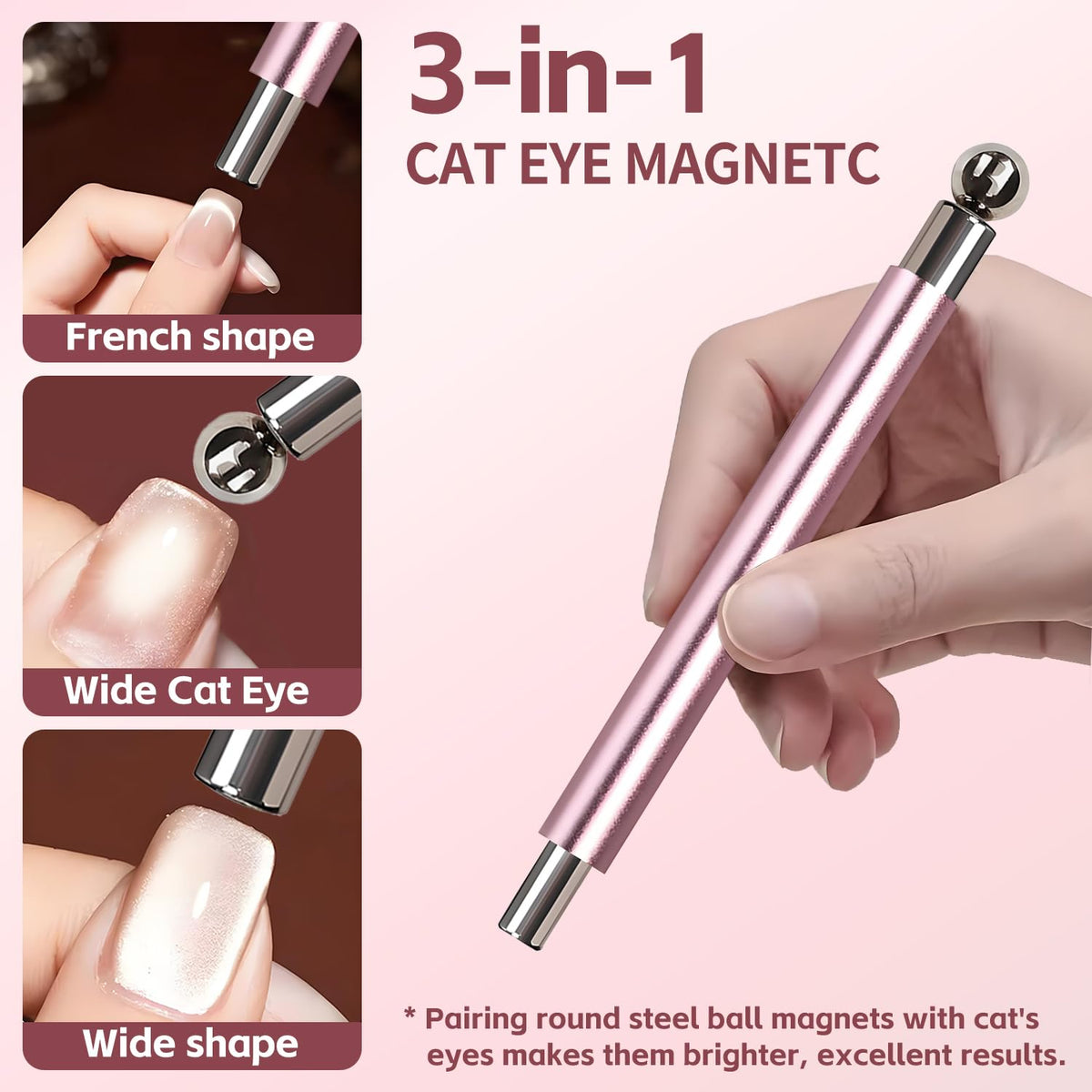uadbau pink dual-ended nail magnet with round steel ball magnets