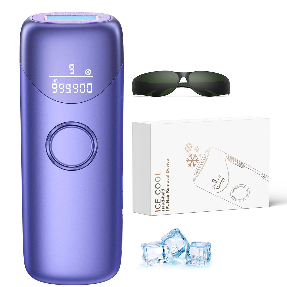 Ubroo Laser Hair Removal Device front view in purple