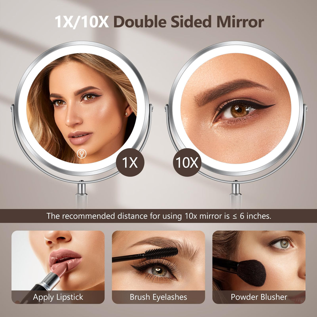 UBYMET Lighted Makeup Mirror in a lifestyle setting