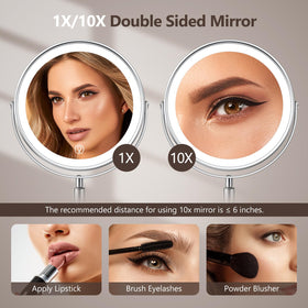 UBYMET Lighted Makeup Mirror in a lifestyle setting on a vanity