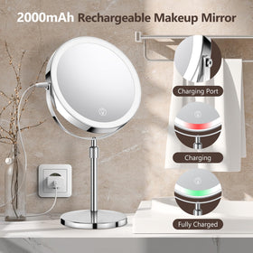 UBYMET Lighted Makeup Mirror showing 360 degree rotation feature