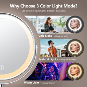 UBYMET Lighted Makeup Mirror side view with adjustable height feature