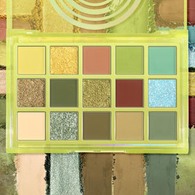 UCANBE 15 Colour Eyeshadow Palette in translucent green case
