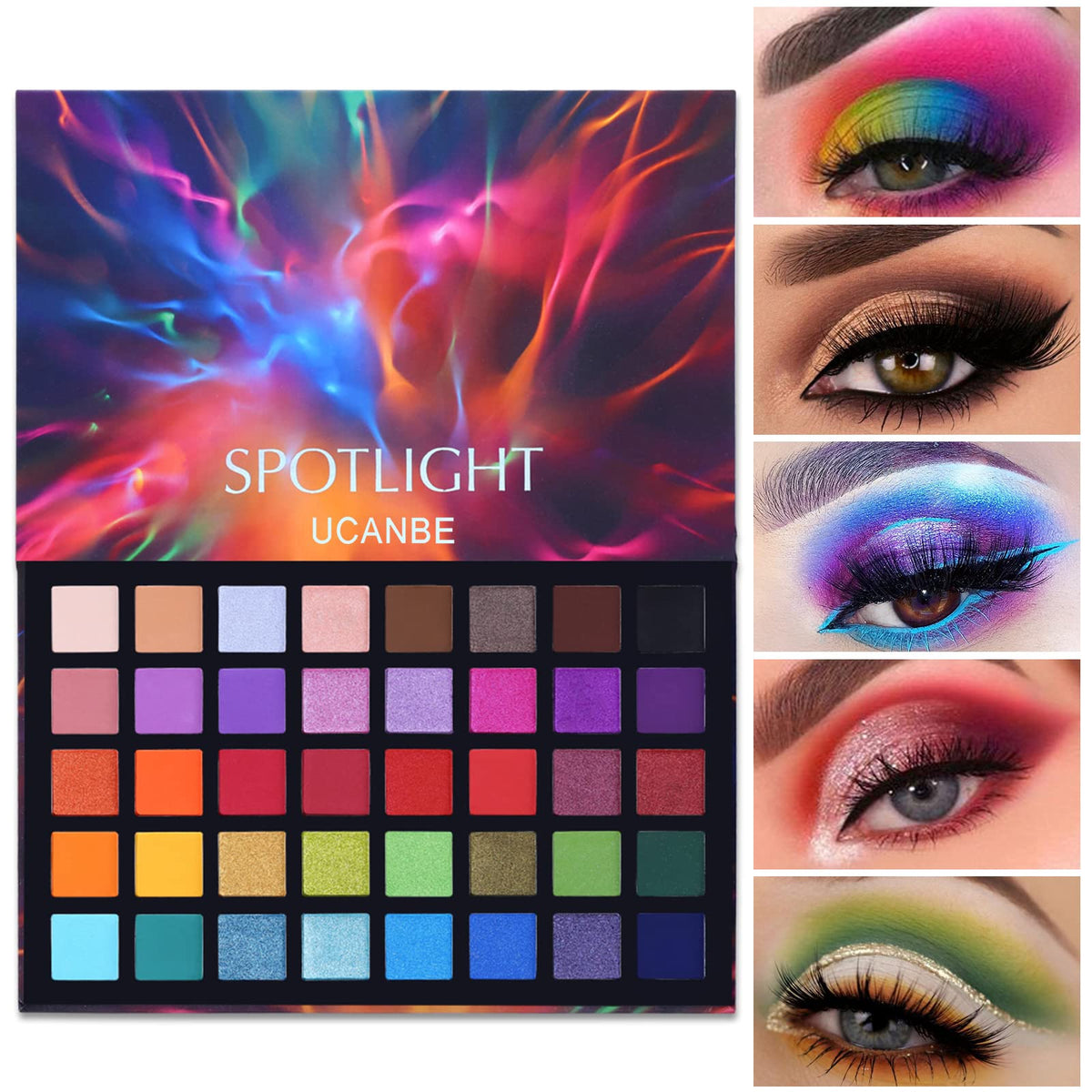 UCANBE 40 Colour Eyeshadow Palette front view with assorted shades
