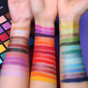 UCANBE 40 Colour Eyeshadow Palette with swatches on skin