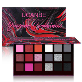 UCANBE Black Red Goth Eyeshadow Palette front view with 18 colours