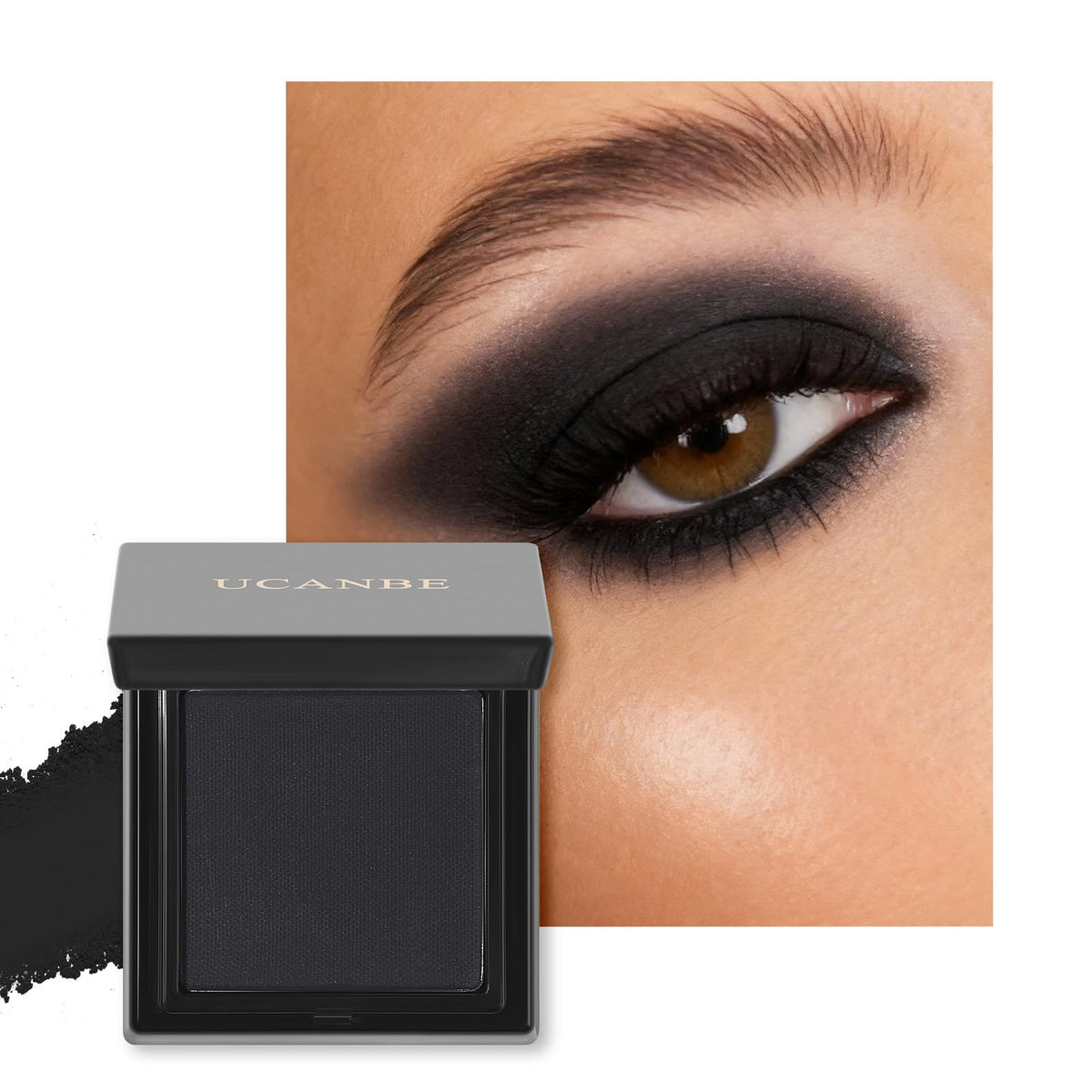 UCANBE Black Single Eyeshadow Palette front view with 14 shades