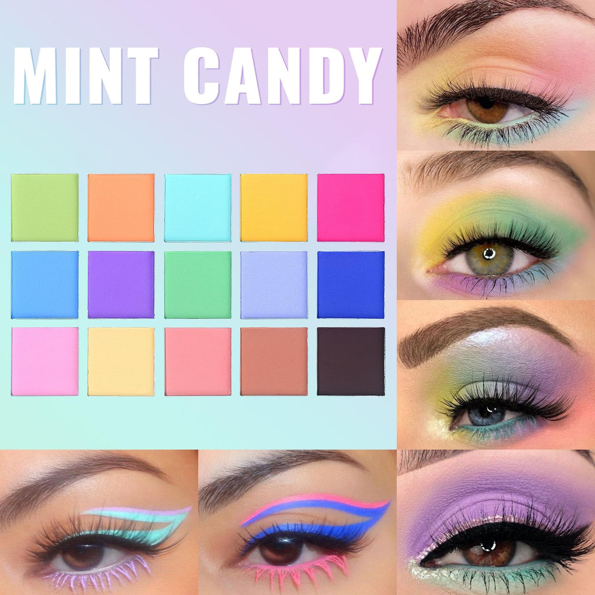 UCANBE Colorful Eyeshadow Palette with double-ended brush