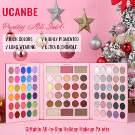 UCANBE eyeshadow palette open showing vibrant shades