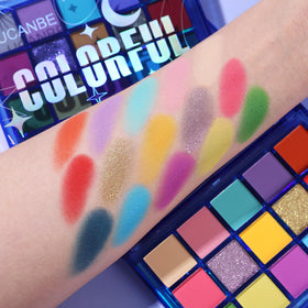 UCANBE eyeshadow palette open view displaying a variety of colours