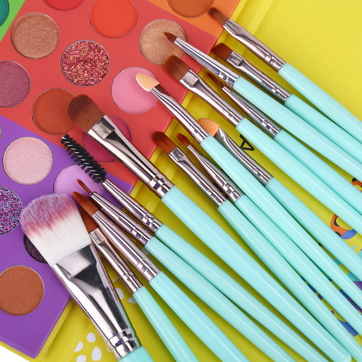 UCANBE eyeshadow palette opened showing all 54 colours