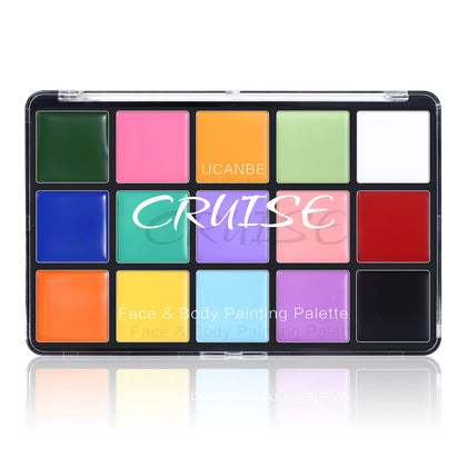 UCANBE Face Body Paint Palette front view with 15 macaron colours