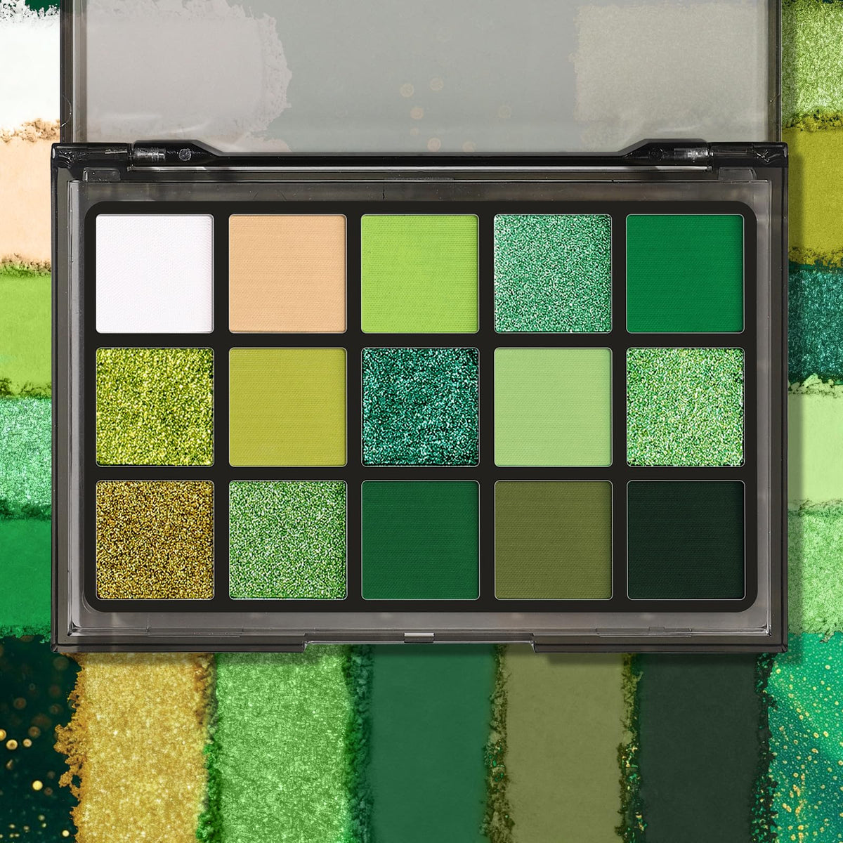 UCANBE Green Eyeshadow Palette packaging with vibrant green hues
