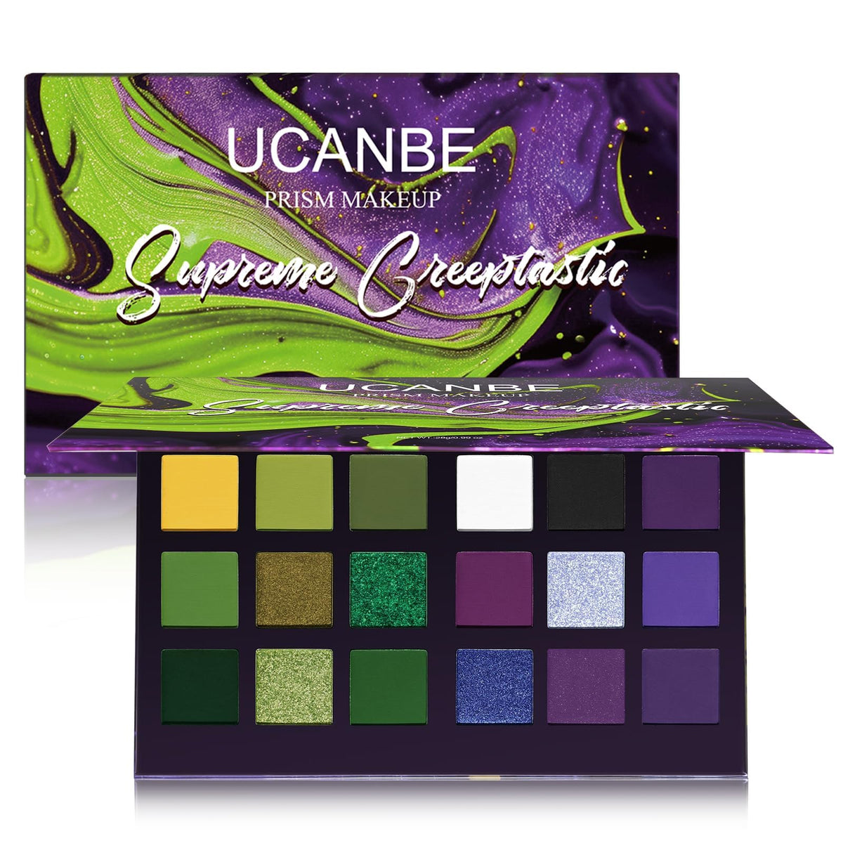 UCANBE Green Purple Gothic Eyeshadow Palette front view