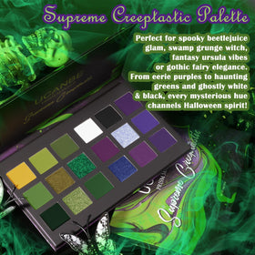 UCANBE Green Purple Gothic Eyeshadow Palette in makeup setup