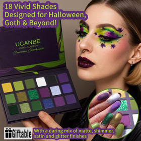 UCANBE Green Purple Gothic Eyeshadow Palette with vibrant shades