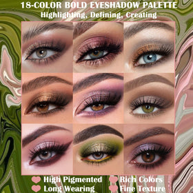 UCANBE Matte Eyeshadow Palette Pro showcasing vibrant purple and green colours