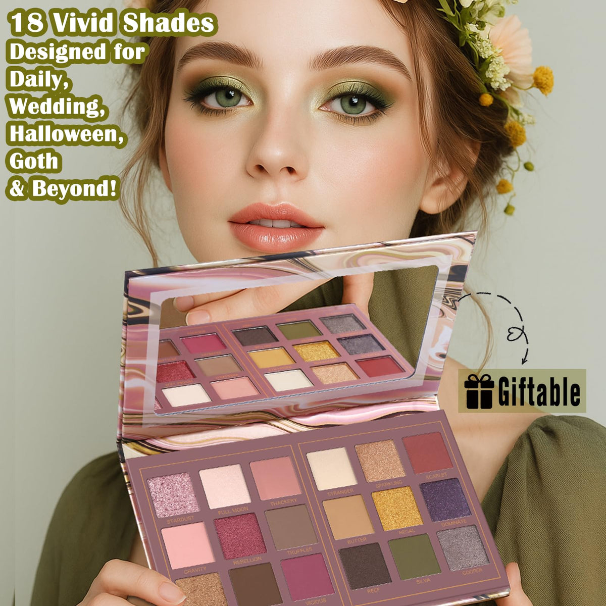 UCANBE Matte Eyeshadow Palette Pro showing matte and shimmer textures