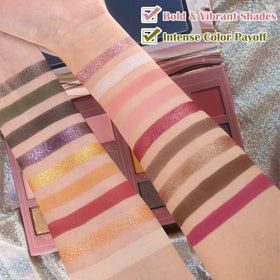 UCANBE Matte Eyeshadow Palette Pro with close-up of rosy and nude shades