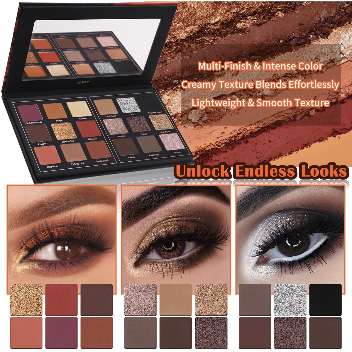 UCANBE Matte Eyeshadow Palette with applicator brush