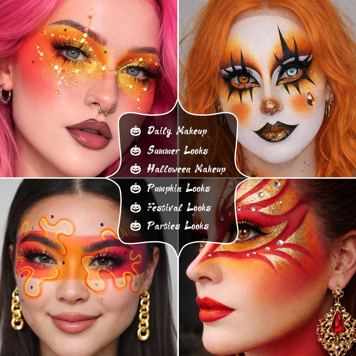 UCANBE Orange Eyeshadow Palette with makeup brushes