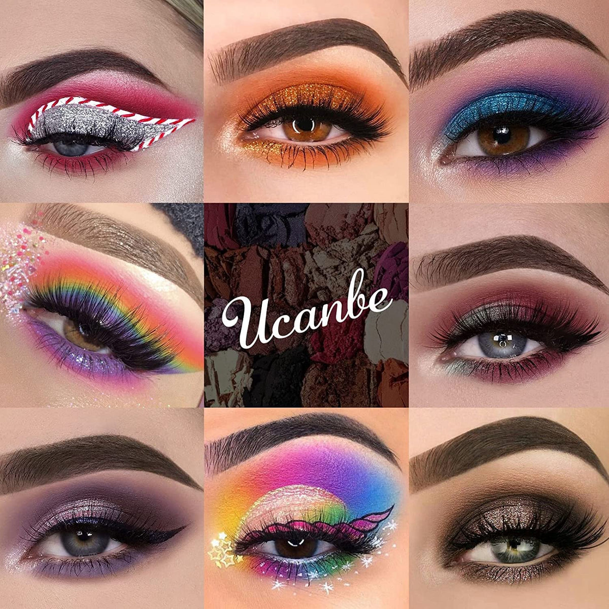 UCANBE palette showing vibrant eyeshadow colours