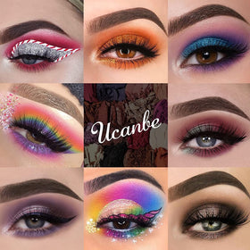 UCANBE palette showing vibrant eyeshadow colours
