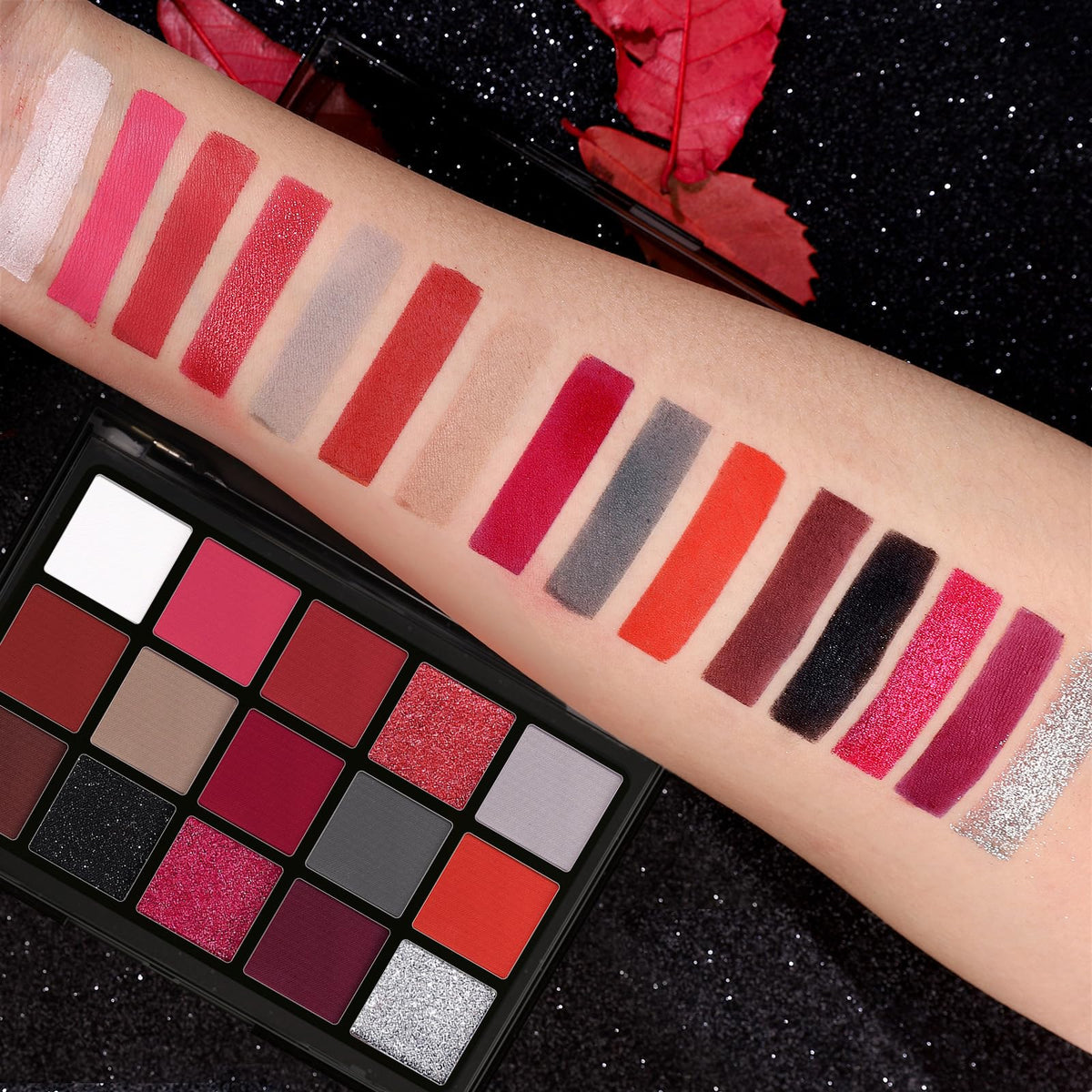 UCANBE Red Eyeshadow Palette in acrylic packaging