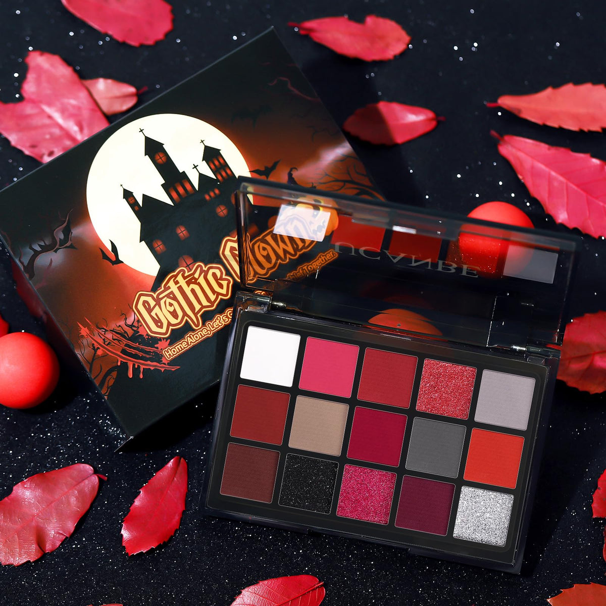 UCANBE Red Eyeshadow Palette lifestyle shot on vanity