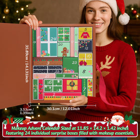 UCANBEMAKEUP advent calendar contents displayed on a table