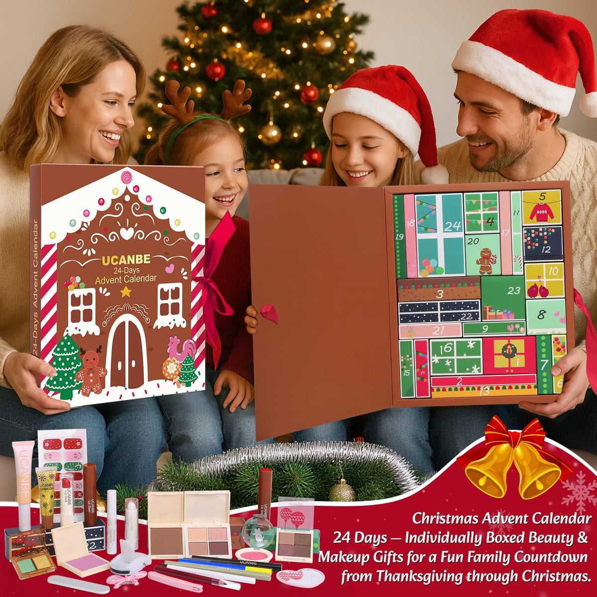 UCANBEMAKEUP advent calendar showing individual gift boxes
