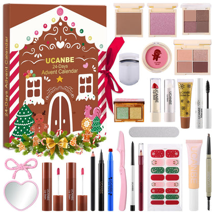 UCANBEMAKEUP Makeup Advent Calendar 2025 front view with 24 gift boxes