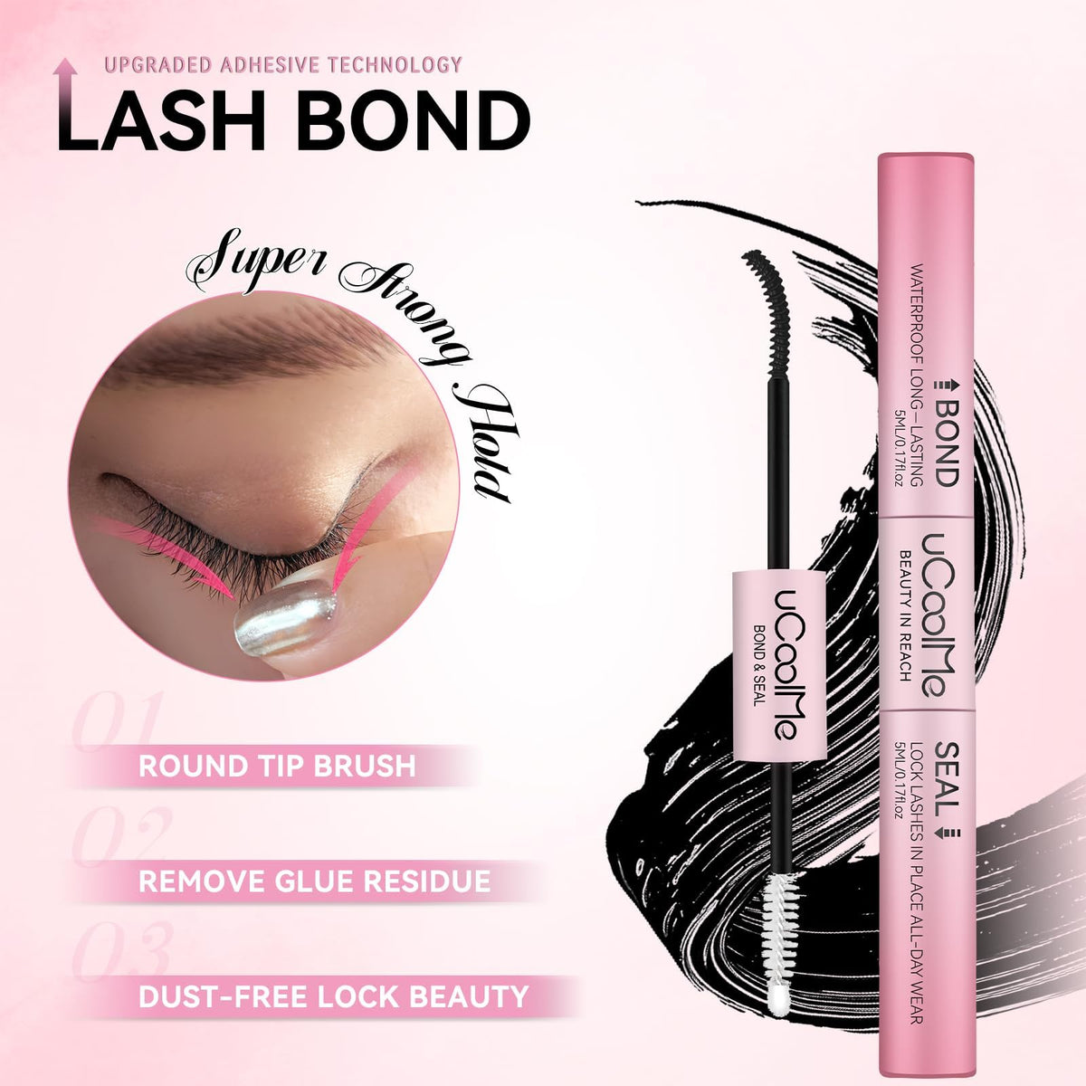UCOOLME Lash Bond and Seal 10ML back view with instructions