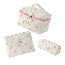uekeboag Quilted Makeup Bag Set large size with floral design