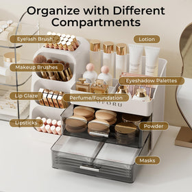 UFORU Makeup Organizer top view displaying beauty products