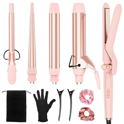 Ufree 5 in 1 Curling Iron Set with Ceramic Barrels in pink