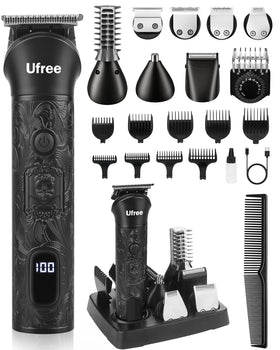 Ufree 7-in-1 Beard Trimmer front view with multiple attachments