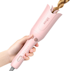Ufree Automatic Rotating Curling Iron front view in rose gold