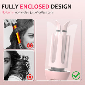 Ufree Automatic Rotating Curling Iron in use on hair