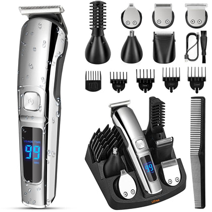 Ufree Beard Trimmer Grooming Kit full view with all attachments