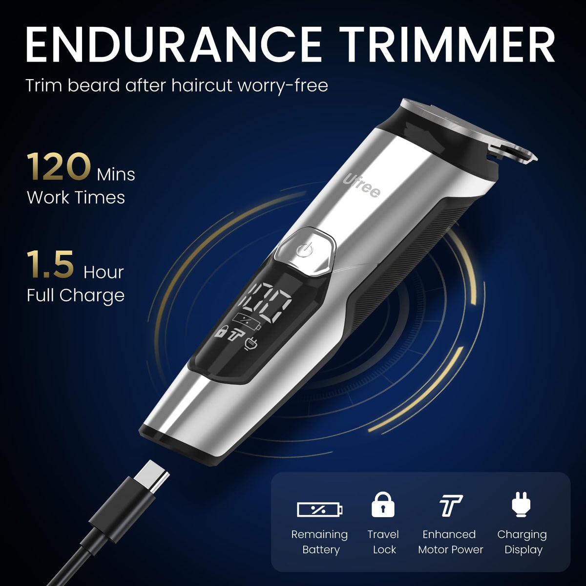 Ufree Beard Trimmer in use on facial hair