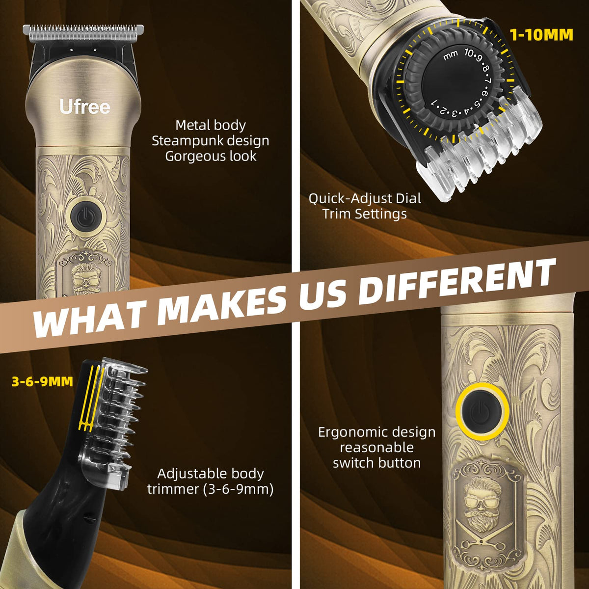 Ufree Beard Trimmer in use on facial hair