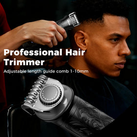Ufree beard trimmer in use on facial hair