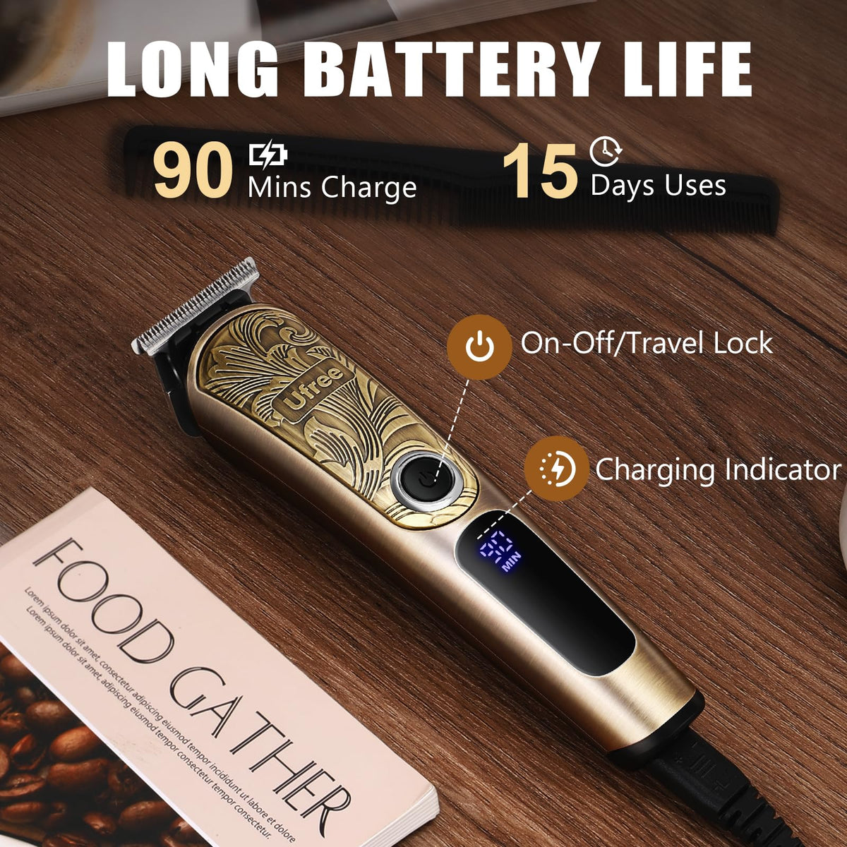 Ufree beard trimmer with premium stainless-steel frame
