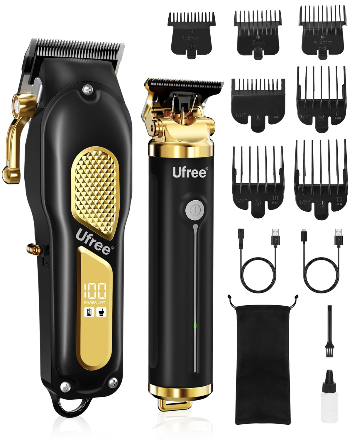 Ufree Cordless Hair Clippers Set including full-size clipper and T-blade trimmer