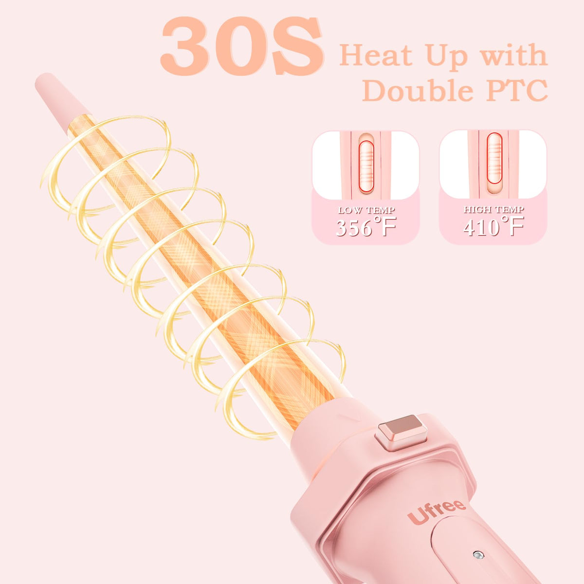 Ufree curling iron with 0.5 inch curl barrel and clip