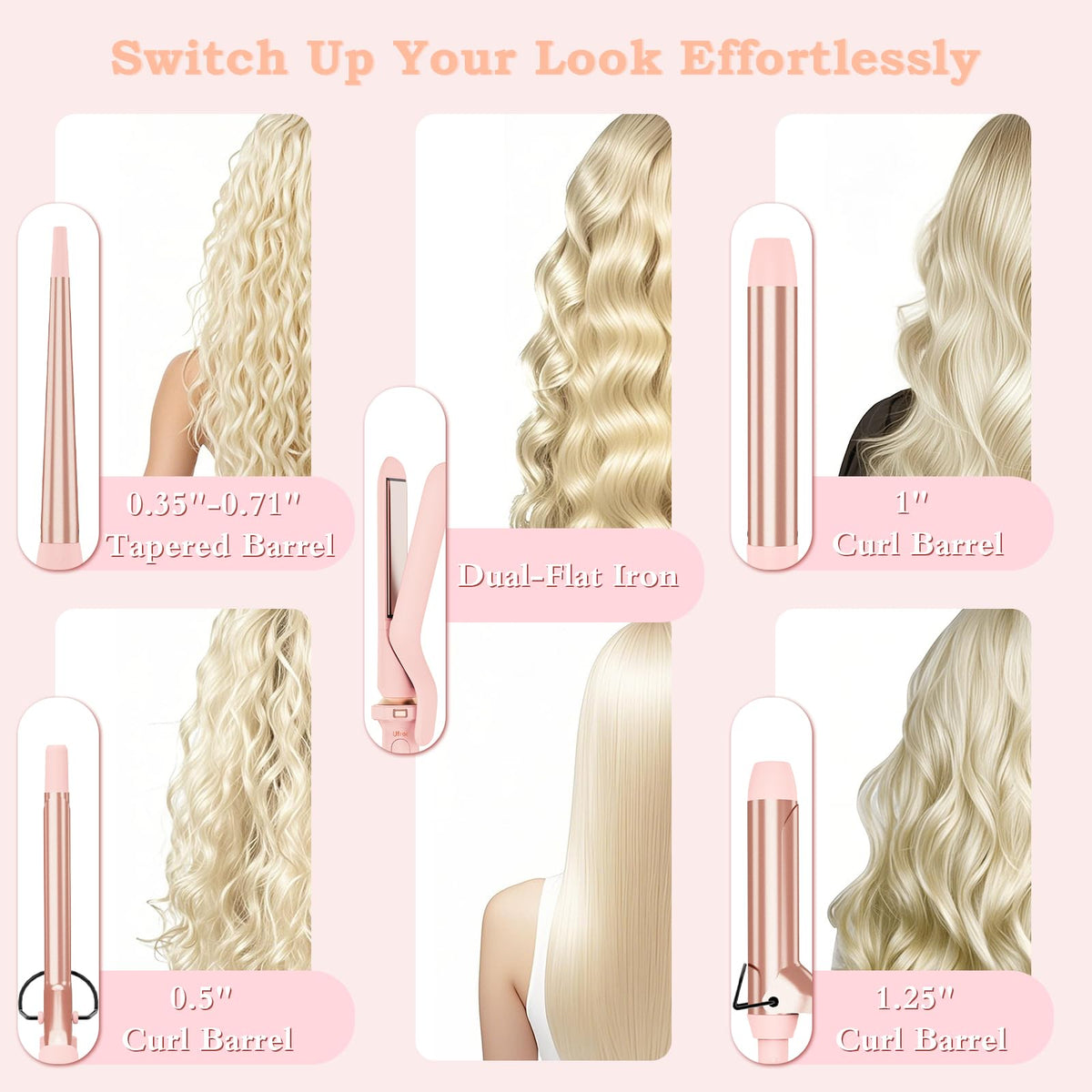 Ufree curling wand with 0.35-0.71 inch tapered barrel
